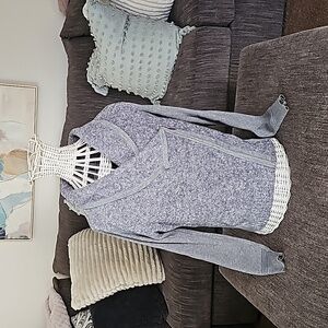 White House Black Market Gray Zipup Sweater, Size Medium